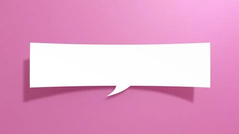 Long Empty Speech Bubble. White Cut Out Paper on Pink Background. 3D Render. 스톡 일러스트