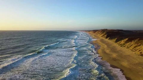Long Empty Stretch of Beautiful Beach in California [4k] Stock Footage 106311156