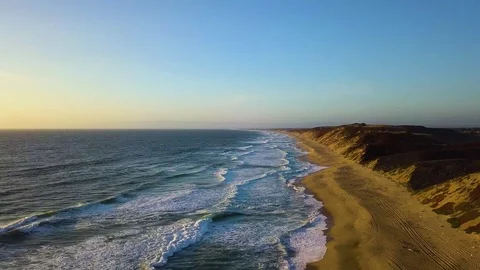 Long Empty Stretch of Beautiful Beach in California [4k] Stock Footage 106311221