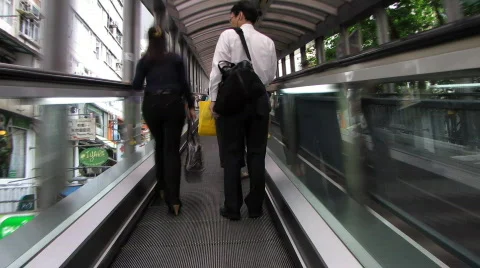 Long escalator fast ride Stock-Footage 742215