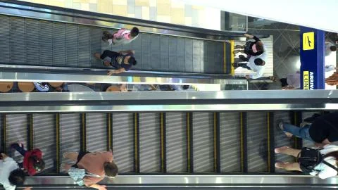 Long escalators in modern mall Stock Photos