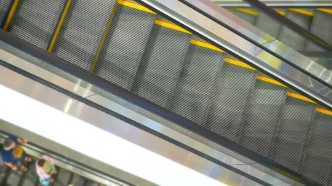 Long escalators in modern mall Stock Photos