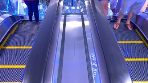 Long escalators in modern mall Stock Photos