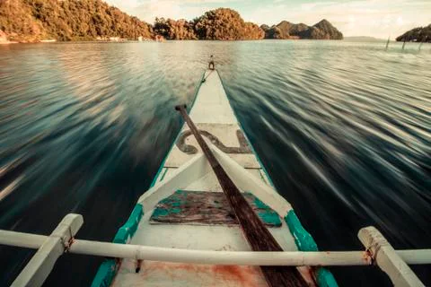 Long exposure boat. Stock Photos