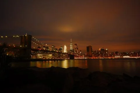 Long exposure of the Brooklyn bridge Stock Photos