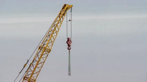 Long exposure crane with hanging hook Stock Footage 143069490