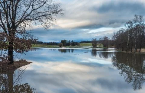 Long exposure dramatic lake and sky, Bavarian Forest, Germany Stock Photos