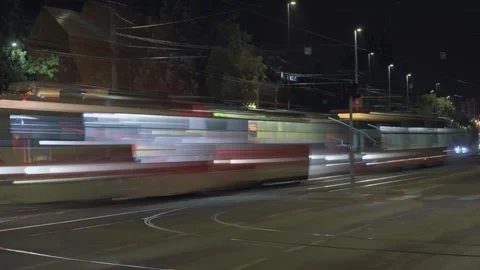 The long-exposure effect turns the passing traffic into colorful light Stock-Footage 286217403