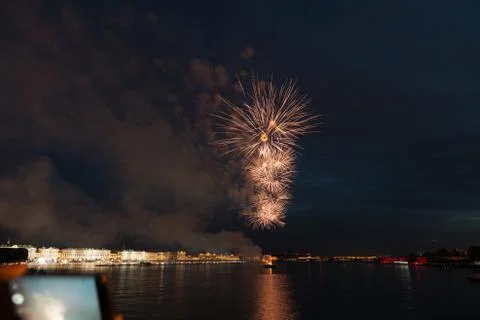 Long exposure firework 스톡 사진