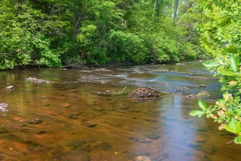 Long exposure of the Garden Brook in Cooper Harbor Michigan Stock Photos