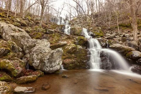 Long exposure image of the Dark Hallow Falls in Shenandoah National Park in a Stock Photos