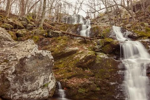 Long exposure image of the Dark Hallow Falls in Shenandoah National Park in a Stock Photos