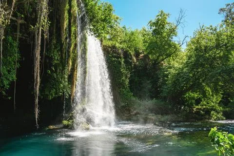 Long exposure image of Duden Waterfall located in Antalya Turkey Stock Photos