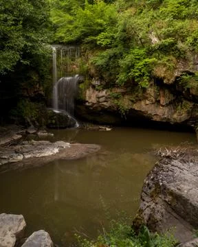 Long exposure image of waterfall in spring 스톡 사진