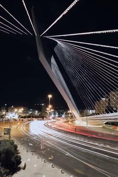 Long exposure of Jerusalem traffic 写真素材