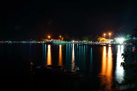 Long exposure of light reflection in andaman sea at Phi Phi island in Thailan Stock Photos