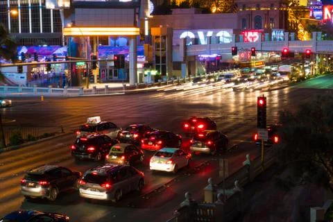 Long exposure light trails of Las Vegas Boulevard Stock Photos