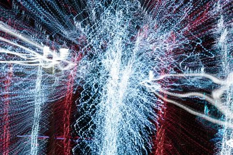 Long exposure lights spin blur. Foto stock