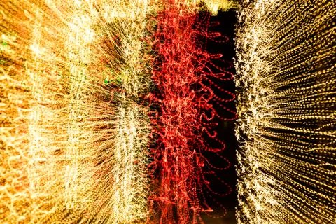 Long exposure lights spin blur. Stock Photos