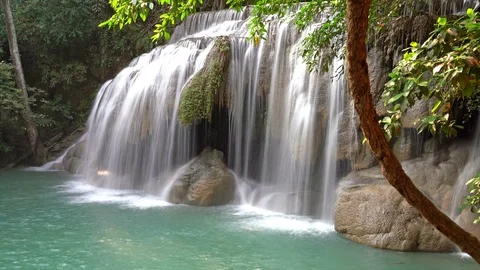 Long exposure motion,Erawan water fall (Second floor) Stock Footage 100662938