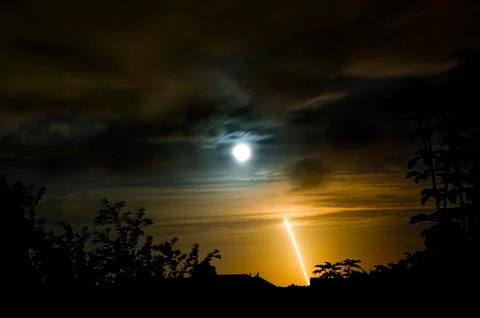 Long exposure of night launch of space shuttle endeavor mission st-126 from c Stock Photos