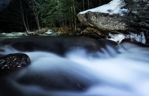 Long exposure of river at night Stock Photos