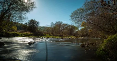 Long Exposure River Timelapse Stock Footage 97747082