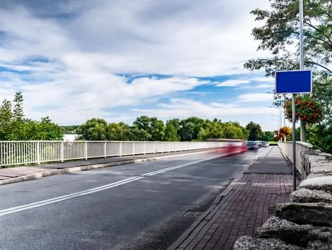 Long exposure of road leading through bridge over Odra Фото