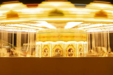Long exposure rotating carousel at night Stock Photos