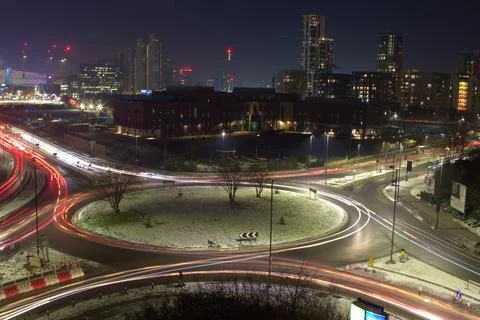 Long exposure of roundabout Stock Photos