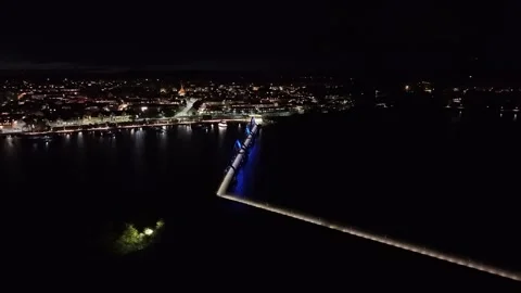 Long Exposure of Sölvesborg Bridge at Night Stock Footage 319351182