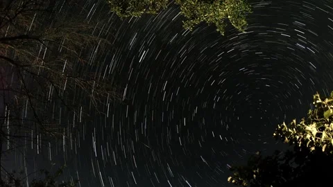 Long Exposure Star Trails Showing Earth Rotation in Night Sky 1 Stock Footage 326697228