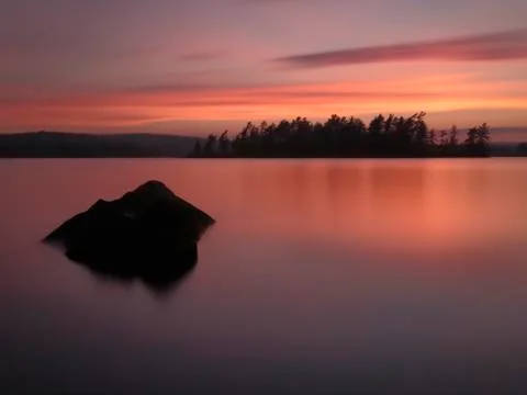 A long exposure of a sunset over Eagle Lake Stock Photos