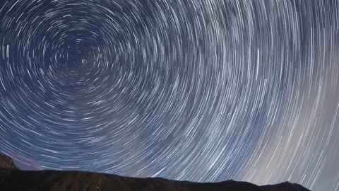 Long exposure time lapse. beautiful star trails on new moon night in himalayas. Vídeo Stock 139139602