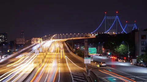 Long Exposure Time-Lapse with light trails and Airplane Traffic Stock Footage 63634929