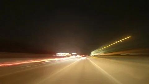 Long exposure time-lapse of a night road in the USA Stock Footage 127763734