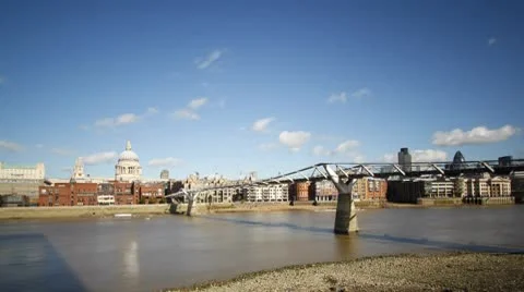 Long Exposure Time Lapse of River Thames with Millennium Bridge Stock Footage
