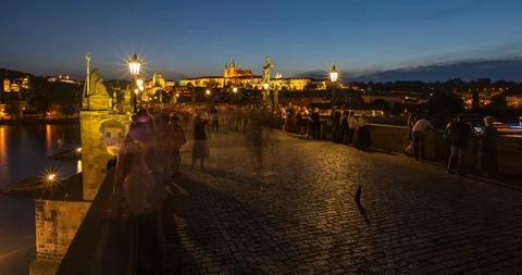 Long exposure timelapse on Charles Bridge Stock Footage 99019523
