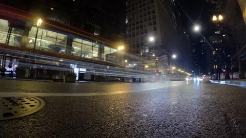 Long Exposure Timelapse of Chicago with Light Trails Stock Footage 310804483
