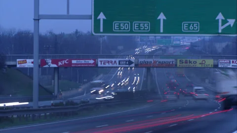 Long exposure timelapse of highways full of cars, busy  traffic shot Stock Footage 130283282