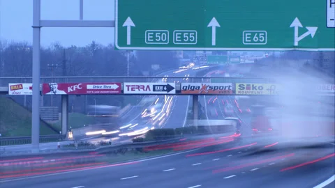 Long exposure timelapse of highways full of cars, busy  traffic shot Stock Footage 130283627