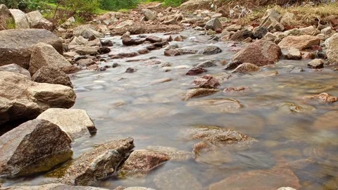 Long exposure Timelapse shot of a small river Stock Footage 84190219