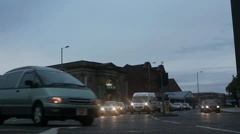 Long exposure of traffic at junction Stock Footage 10700375