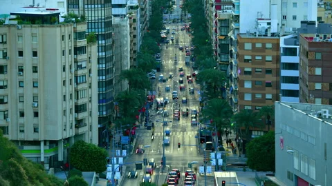 Long exposure with traffic lights at dusk in a european city. Stock Footage 165809952