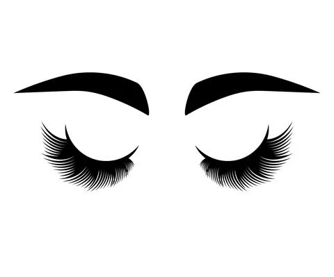 Long eyelashes on a white background. Stock Illustration