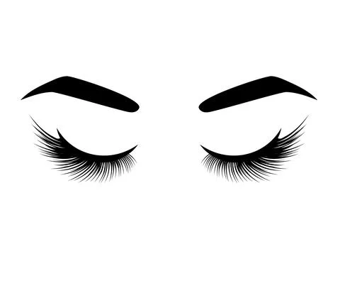 Long eyelashes on a white background. Symbol. Eyelash Extension. Stock Illustration