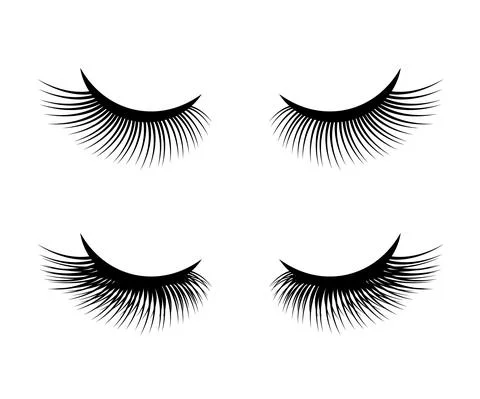 Long eyelashes on a white background. Symbol. Eyelash Extension. Stock Illustration