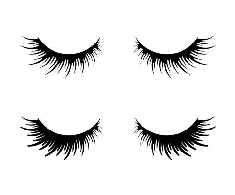 Long eyelashes on a white background. Symbol. Eyelash Extension. Stock Illustration