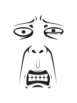 Long Face Expression - Angry Gnashing teeth Stock Illustration