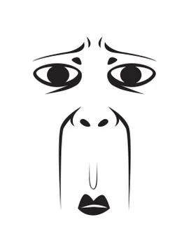 Long Face Expression - Stunned Face. Isolated Vector Illustration Stock Illustration